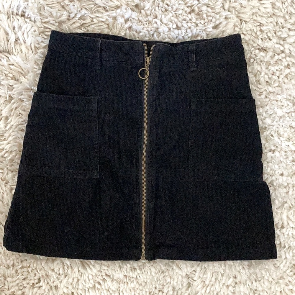 Altar’d State Black Corduroy Zipper Skirt